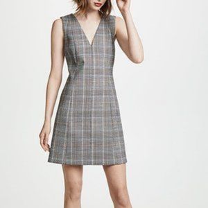 Theory Easy V Shift Autumn Plaid Dress Virgin Wool